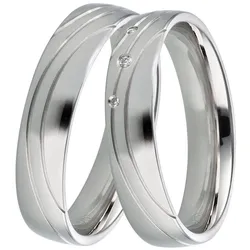 Trauring DOOSTI "Schmuck Geschenk Silber 925 Trauring Ehering Partnerring LIEBE" Gr. 54, silber (silberfarben), Fingerringe, 54, 0,03 ct SI = kleine Einschlüsse mit Brillanten, Silber 925 (Sterlingsilber)-Diamanten, 5mm, Silber 925 (Sterlingsilber), Diamanten, Made in Germany, wahlweise mit oder ohne Brillanten