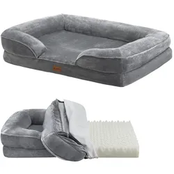 Juskys Hundebett Sheena L - 98 x 70 cm - orthopädisch & flauschig - Bezug abnehmbar & waschbar
