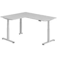 Bümö Eckschreibtisch Grau, Silber, Nachbildung, Rechteckig, 180x74x160 cm, FSC