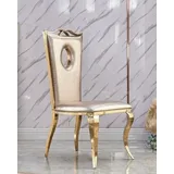aea Esszimmerstuhl Moderner Einsitzer Kunstlederstuhl Edelstahl beige