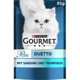 Gourmet Perle Duetto Katzenfutter nass, mit Sardinen und Thunfisch, 26er Pack (26 x 85g)