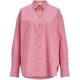 JACK & JONES JJXX Damen Jxjamie Ls Relaxed Poplin Shirt Noos Hemd, Cerise/Stripes:Stripe, S EU