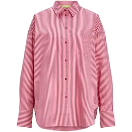JACK & JONES JJXX Damen Jxjamie Ls Relaxed Poplin Shirt Noos Hemd, Cerise/Stripes:Stripe, S EU
