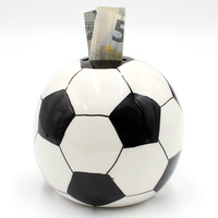 Dekohelden24 W-10018484 - Spardose Fussball in schwarz Weiss, ca.