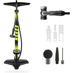 AARON Luftpumpe Sport One in Gelb Fahrrad-Stand-Pumpe für alle Ventile mit Manometer