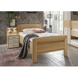 Holzbett WIEMANN "Kiruna, schöner Landhausstil, Made in Germany", braun (eiche teilmassiv), B:169cm L:206cm, Betten, 4-fache Liegenhöhenverstellung, in vielen Breiten erhältlich