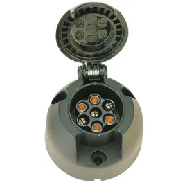 CARTREND Steckdose 7-polig, 12V mit Deckel + Gummi-Dichtung