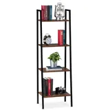 Relaxdays Standregal, modernes Leiterregal m. 4 Ablagen, Pflanzen, Bücher & Deko, Vintage, HBT 136 x 44 x 31,5 cm, braun, Eisen