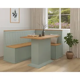 OTTO home Eckbank OTTO HOME "Sara", salbei, naturfarben, B:160cm H:90cm T:53cm, FSC-zertifiziertes Massivholz, Sitzbänke, Eckbank, aus massivem Kiefernholz, Paneel Rückenlehne, zwei Breiten