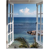 Artland Glasbild »Fenster zum Paradies«, Fensterblick, (1 St.), in verschiedenen Größen, blau