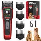 Hundeschermaschine mit Typ-C-Ladung, Profi Schermaschine Hund Katze, 2-Gang Elektrische Tierhaarschneidemaschine Wiederaufladbare Kabellose Hunderasierer für Lange, Dicke, Verfilzte Lockige Tierhaare