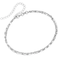 Smart Jewel Fußkette zweireihig, ovale Plättchen, Ankerkette, Silber 925«, silberfarben