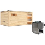 Karibu Hygge mit Vorraum inkl. 9 KW Ofen + Steuerung Easy Bio naturbelassen