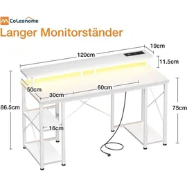 luxuskollektion Gaming Tisch Metall 120x50cm Weiß
