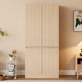 Schrank 70 X 40 X 170 Cm, Modell Mit Doppeltür Und Großen Staufächern, Naturholz
