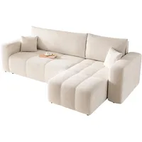 GREKPOL Sofa mit Schlaffunktion 145x248 - Beige Ecksofa mit Schlaffunktion und Bettkasten - Sofa 3 Sitzer - Schlafsofa - Couch - Schlafsofa mit Bettkasten