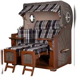 Mr. Deko Strandkorb Komplettset - bene living - Ammersee Mahagoni Bullauge - PE grau - Modell 583 - inkl. Liftersystem