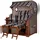 Mr. Deko Strandkorb Komplettset - bene living - Ammersee Mahagoni Bullauge - PE grau - Modell 583 - inkl. Liftersystem