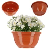 KADAX Schale aus Kunststoff, Blumenschale, Grabschale, rund, 22.5 cm, Terrakotta