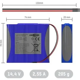 Ansmann 4S1P Akkupack 4x 18650 Kabel Li-Ion 14,4 V 2550 mAh
