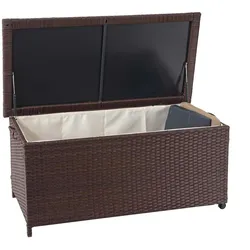 Mendler Poly-Rattan Kissenbox HWC-D88, Gartentruhe Auflagenbox Truhe ~ Premium braun, 51x100x50cm 170l
