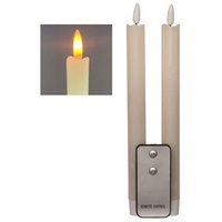 Coen Bakker Deco BV LED-Kerze (Set, 3-tlg), Stabkerzen 2 Stück elfenbein Fernbedienung 23cm weiß