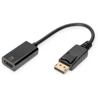 Digitus DisplayPort Adapter DPort -> HDMI St/Bu, 0.2m, aktiv