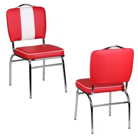 FineBuy 2er Set Esszimmerstuhl Kunstleder American Diner Retro Stuhl Sessel gepolstert