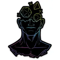 Glassstaff Holografischer Kopf im Spiel DND Aufkleber - Dungeons and Dragons Lustige Aufkleber für Männer, Frauen - Coole Aufkleber für Teen, Erwachsene - Wasserdichte Aufkleber für Laptop, Telefon,