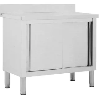 vidaXL Arbeitsschrank mit Schiebetüren 100x50x(95-97) cm Edelstahl