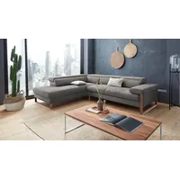 W.SCHILLIG Ecksofa finn, Designsofa mit tollem Sitzkomfort, bequem, L-Form, German Design Award 2016, Fußgestell Nussbaum natur, Breite 281 cm grau