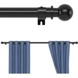 Schwarz Gardinenstange 76-120 cm, Ausziehbar Gardinenstange 25 mm mit Kugelenden und Halterungen, Wandmontage Vorhangstange für Fenster, Wohnzimmer, Schlafzimmer, Küche