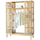 [en.casa] Garderobenschrank Hudiksvall 185 x 140 x 45 cm Beige