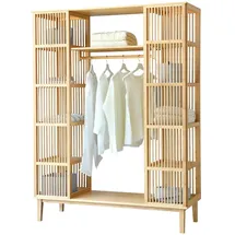 [en.casa] Garderobenschrank Hudiksvall 185 x 140 x 45 cm Beige