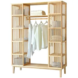 [en.casa] Garderobenschrank Hudiksvall 185 x 140 x 45 cm Beige