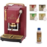 Angebot Faber Mini Deluxe Kaffeepadmaschine + Entkalker 300 ml + Kaffeepads gratis Emporio (Cherry Red)