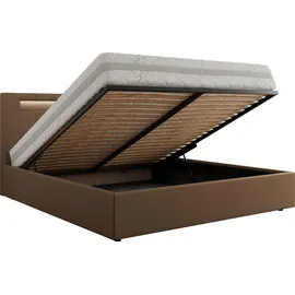 mks möbel Polsterbett GOLD 5 CLASSIC 140/200 - Braun Kunstleder - Multipocket-Matratze