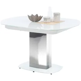 Stolkom Esstisch ausziehbar Ø 130-190 Super White Glas / Edelstahl