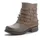 pogolino Damen Stiefeletten Nieten Biker Boots mit Reißverschluß flach bequem Stiefel ST016 Braun 40 - 40 EU