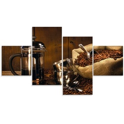 Artland Glasbild Sack Kaffeebohnen mit Presse, Getränke (4 St), in verschiedenen Größen braun 120 cm x 70 cm