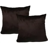 Jack 2er Set Teddy Flausch Kissenhülle Kissenbezug in Braun | Gr.: 45x45 cm