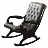 Casa Padrino Luxus Jugendstil Schaukelsessel Schwarz - Handgefertigter Kunstleder Schaukelstuhl mit Armlehnen - Barock & Jugendstil Wohnzimmer & Büro Möbel - Luxus Qualität - Made in Italy