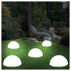 etc-shop LED Solarleuchte, LED-Leuchtmittel fest verbaut, Solarleuchte Kugellampe LED Gartenleuchte Außenlampe Gartendeko weiß