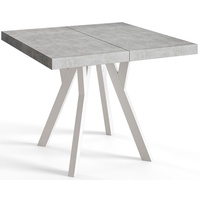 Quadratischer Esszimmertisch RICO, ausziehbarer Tisch, Größe: 120-220X120X77 cm, Wohnzimmertisch Farbe: Graphit, mit Holzbeinen in Farbe Weiß