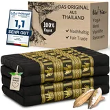Nachhaltige Klappmatratze aus Kapok - 200x80x8cm - Gästematratze mit Thaiseide, Matratze faltbar für Van, ökologische Yogamatte, Gästebett klappbar, Liege Garten Balkon (Schwarz/Elefanten Seide)