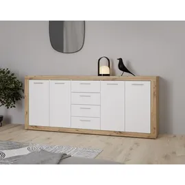 Forte Baccio 198 x 92 x 41 cm Artisan Eiche Dekor / Weiß matt