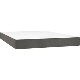 vidaXL Boxspringbett mit Matratze Dunkelgrau 140x200 cm Samt - Grau