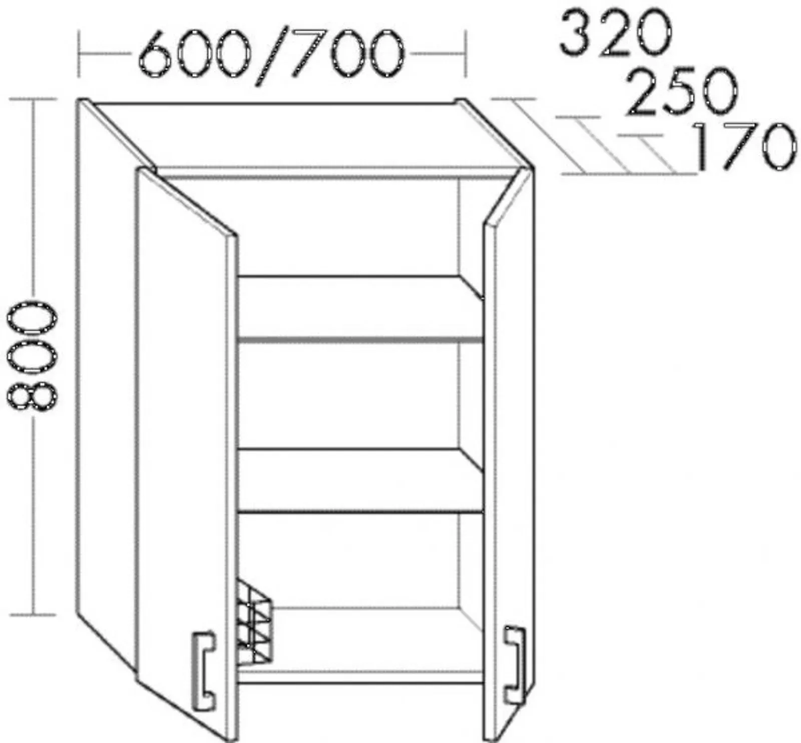 Burgbad Hängeschrank OSJK070 Sys30 250x700x800 PG2