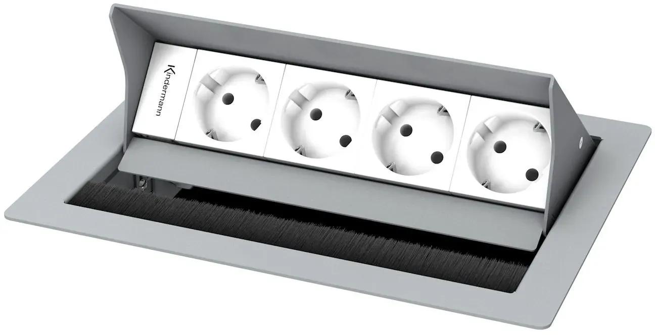 Kindermann CablePort Standard2 4-fach - 4x Strom - Tischeinbau - RAL 9006 - 7492...