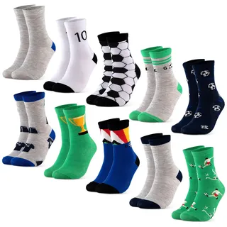 Occulto Jungen & Mädchen Motiv Socken 10er Pack (Modell: Fantasia) Fussball 35-38 - 35-38